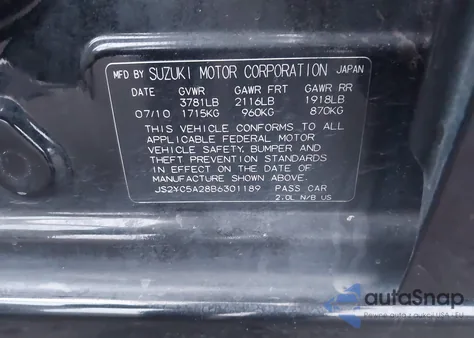 2011 Suzuki Sx4 Le z USA, uszkodzony, nr VIN JS2YC5A28B6301189